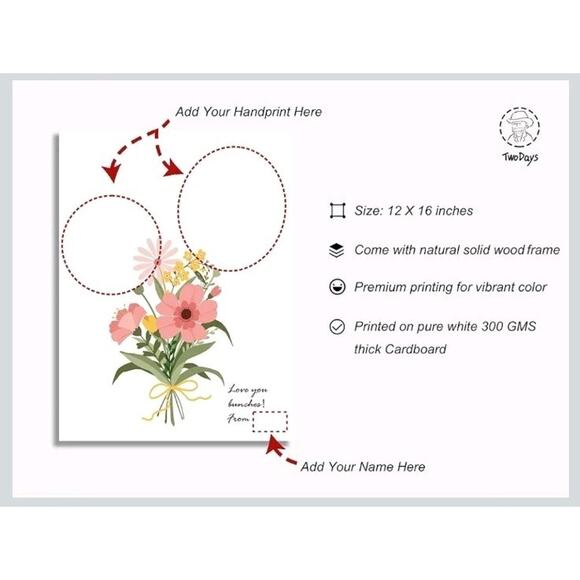 TwoDays Flower Bouquet Handprint Art Craft DIY Kit, Unique Gifts Mom from 16x12 - Picture 4 of 5